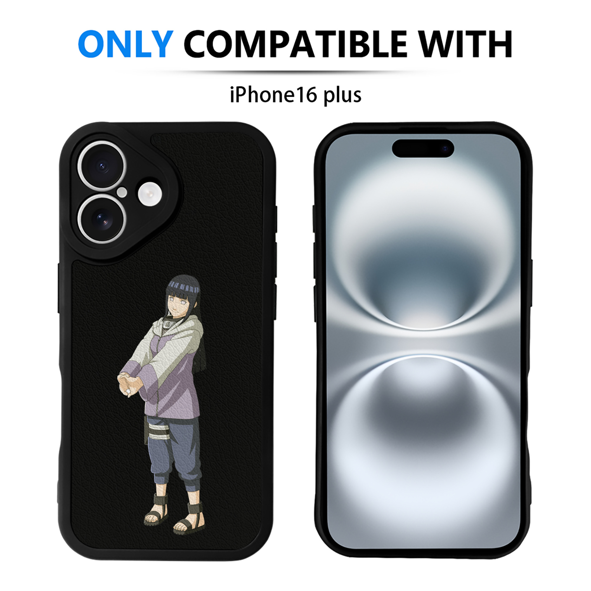（画像用） NARUTO -ナルト- 日向ヒナタ Hyūga Hinata 【iPhone 16シリーズ対応】シリコンスマホケース（レザー調） 材質：シリコン